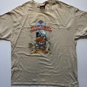 Vintage Y2K 2004 Harley Davidson Motorcycles Legendary Brandon FL XL Cream Shirt
